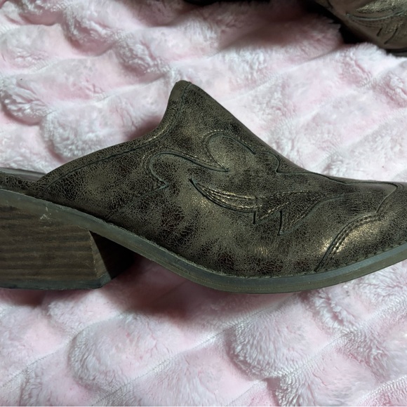 gomoX Western Mule Heels Brown Faux Leather Cowboy Slip On Size 7 - Picture 4 of 9